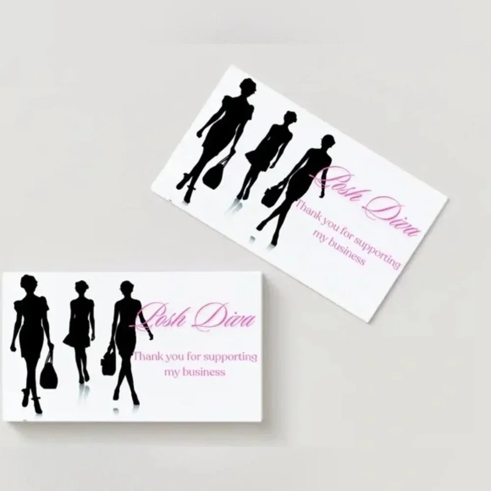 30 Pcs Diva Thank You Business Cards – Boutique Graphic Insert Cards